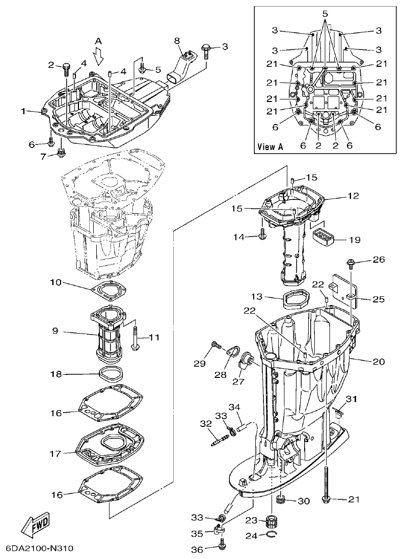 Yamaha 20 UPPER CASING parts diagram